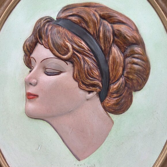 Duncan Ceramics Bas-Relief Plaster Mold Cameo Woman With Black Hair Band - Picture 2 of 6